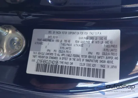 2018 Fiat 124 Spider Lusso from USA, damaged, VIN JC1NFAEK0J0140195